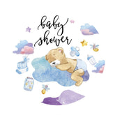 Schlafen An Der Wolke Tragen Runden Baby Dusche Hintergrund